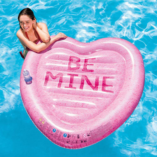 Be Mine Heart Inflatable Mat/ Mattress - Pink -145 X 142 Cm