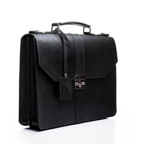 Detail Africa Handcrafted Naju Leather Briefcase - Black