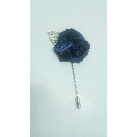 Lapel Brooch With Silver Leaf + Free Box - Navy Blue