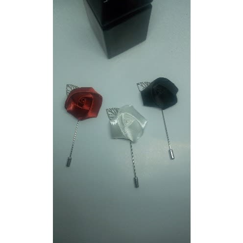 3 In 1 Lapel Brooches - Dark Red, White, Black With Silver Leaf + Free Box