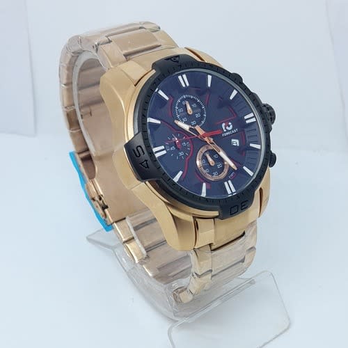 Chronograph Stainless Steel Rose Gold With Black Dial