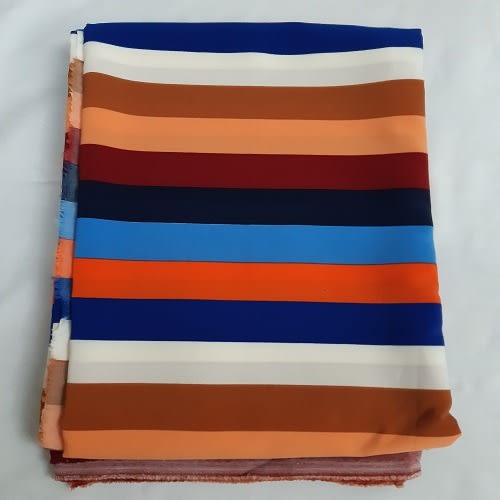 Multicolored Striped  Fabric In 4 Yards