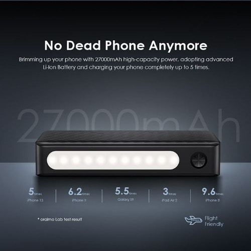 Traveler 3 Vision With LED Flashlights Power Bank -27000mAh