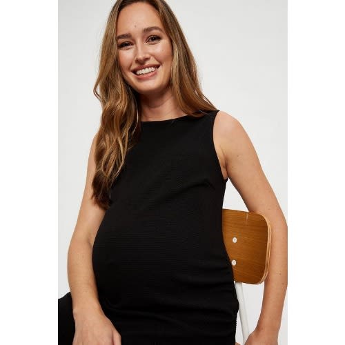 Sleeveless Knee Length Black Maternity Dress