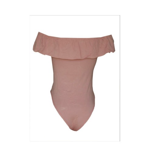 Emfed Taupe Off Shoulder Ruffle Bodysuit