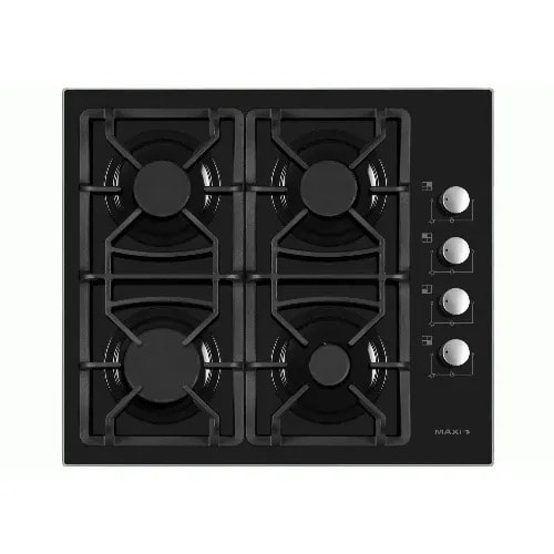 TEMPERED GLASS - 60x60 - 4 Burners Table Top Gas Cooker - T-840 4B - Black
