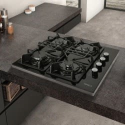 TEMPERED GLASS - 60x60 - 4 Burners Table Top Gas Cooker - T-840 4B - Black