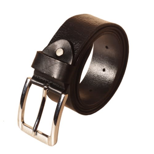 Leather Belt With Alloy Buckle - Black