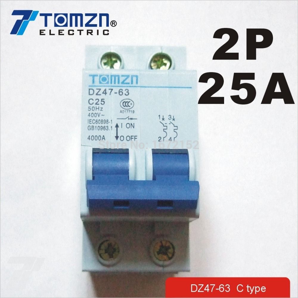 400V~ 25A 60HZ Breaker 50HZ Breaker AC Circuit 2P MCB Ty