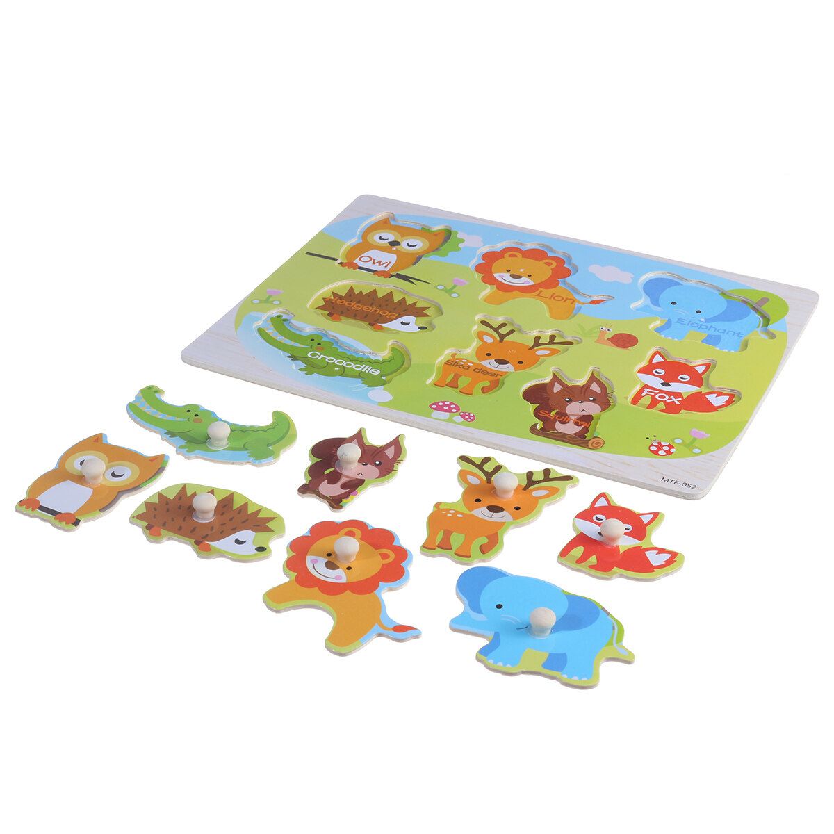 Wooden Peg Puzzles For Toddlers 2 3 Years Old Alphabet & Number Puzzles For Kids,Letters Numbers Animals And Vehicles Learning Toys Gift For Girls And Boys Wild Animal