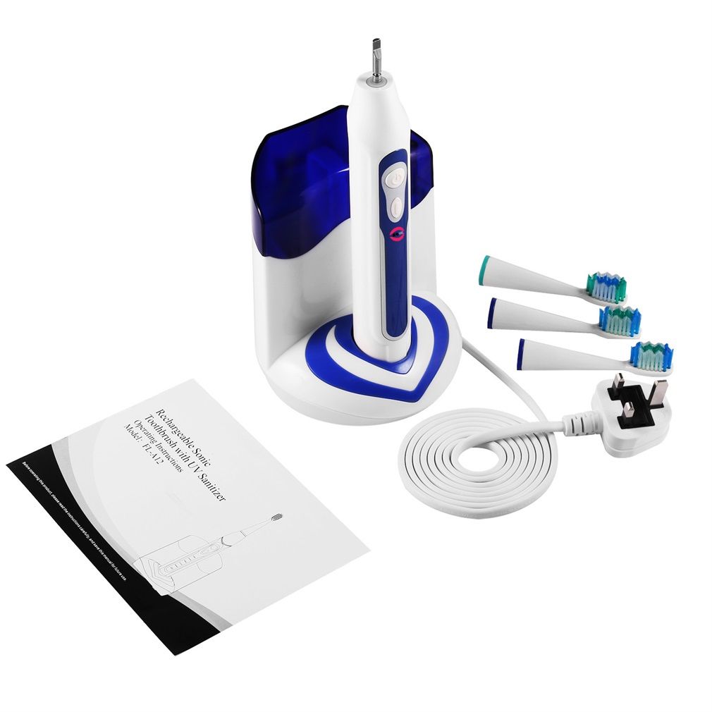 Sonic Electric Toothbrush With UV Sanitizer Rechargeable 3 Brush Heads