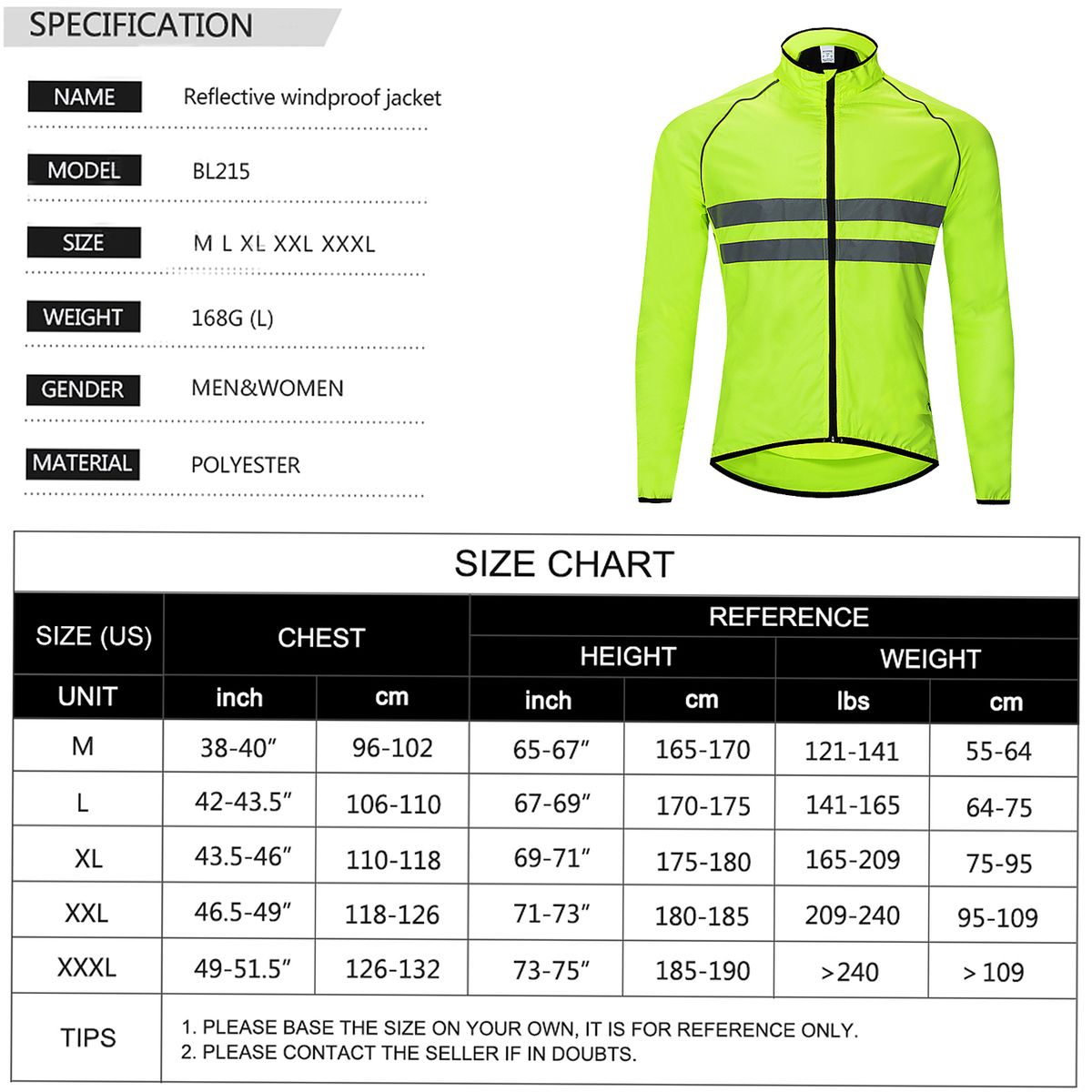 Reflective Long Sleeve Bicycle Jersey Wind Coat Jacket
