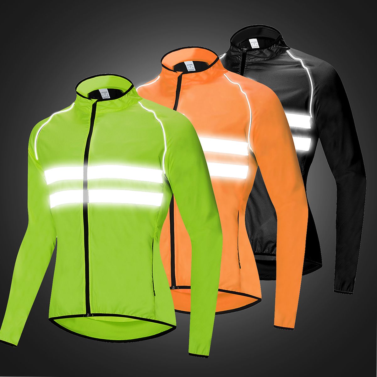 Reflective Long Sleeve Bicycle Jersey Wind Coat Jacket