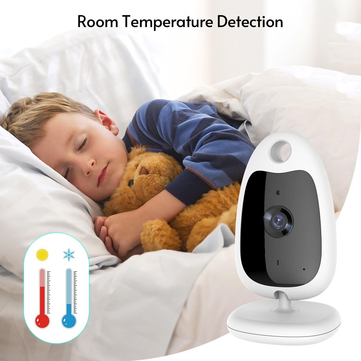 Wireless Baby Monitor Digital Camera Video Monitor for Kids with 2.0 Inch LCD Screen Room Temperature Detection Two-Way Talk Auto Night Vision Built-in Music Multi-Language Alarm Clock Setting