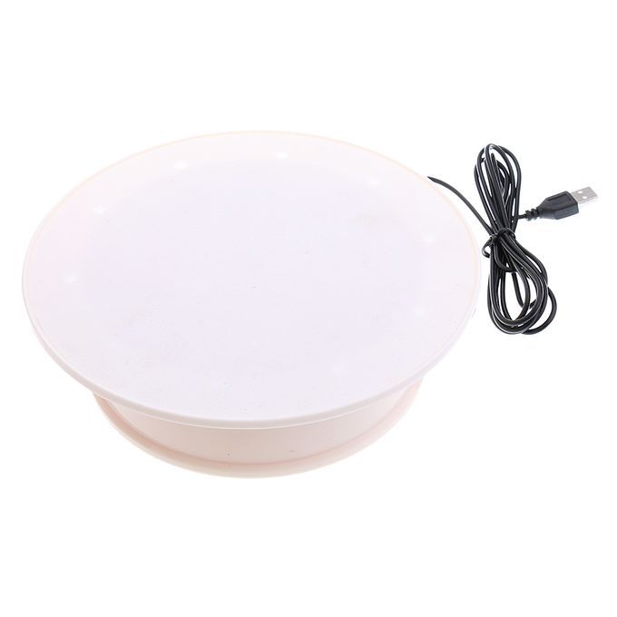 1x USB 360° Rotating Showcase Jewelry Watch Phone White Velvet Top