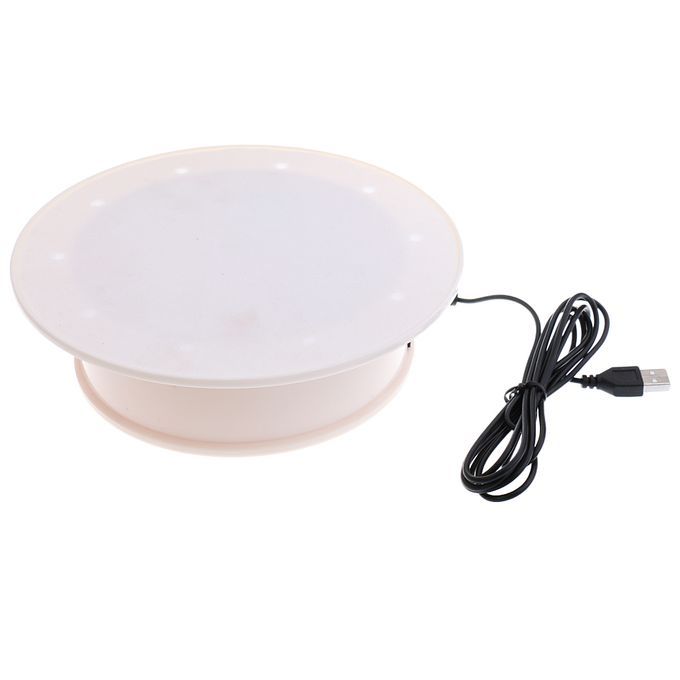 1x USB 360° Rotating Showcase Jewelry Watch Phone White Velvet Top