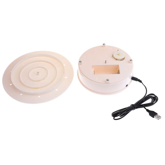 1x USB 360° Rotating Showcase Jewelry Watch Phone White Velvet Top