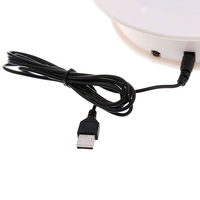 1x USB 360° Rotating Showcase Jewelry Watch Phone White Velvet Top