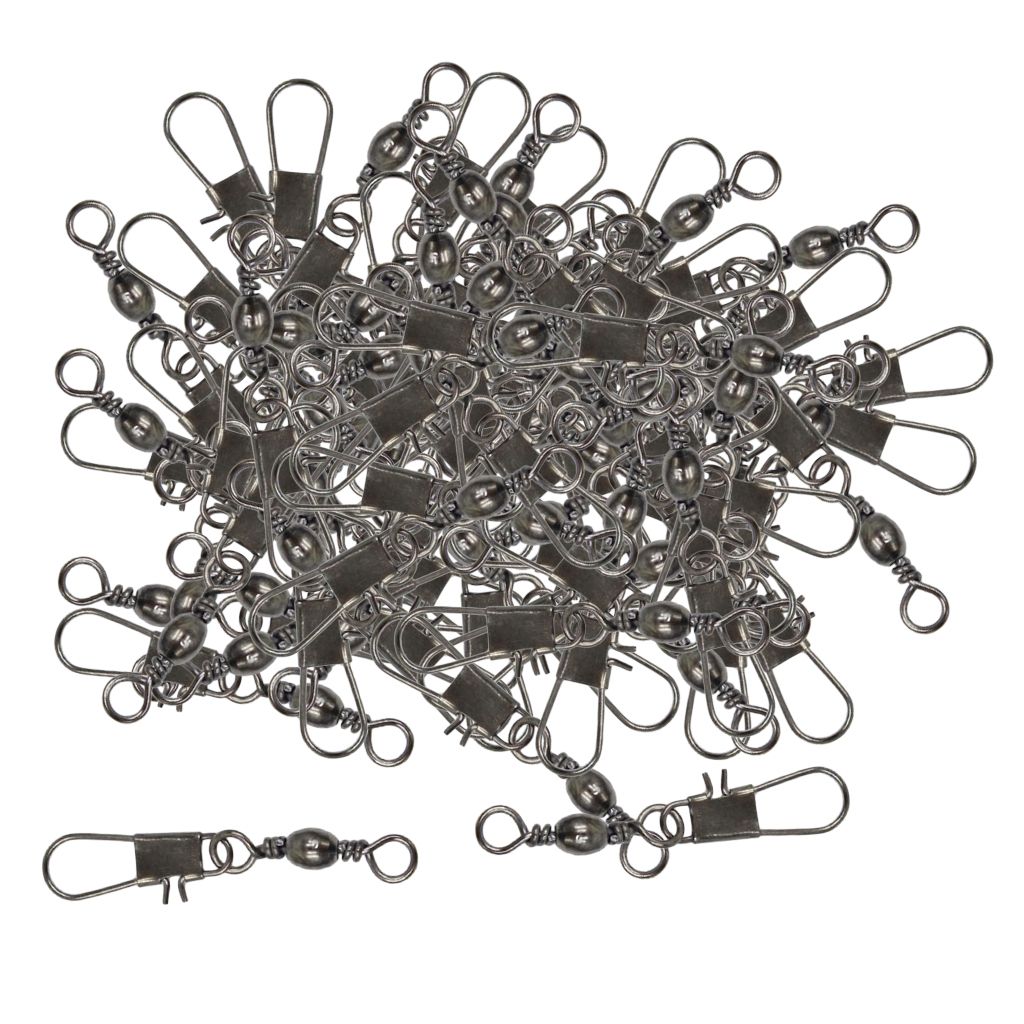 100 Mixed Size Barrel Swivels Connector Coarse Carp Sea  Hook