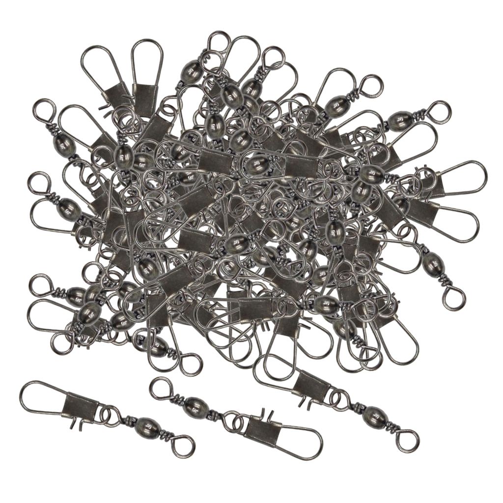 100 Mixed Size Barrel Swivels Connector Coarse Carp Sea  Hook