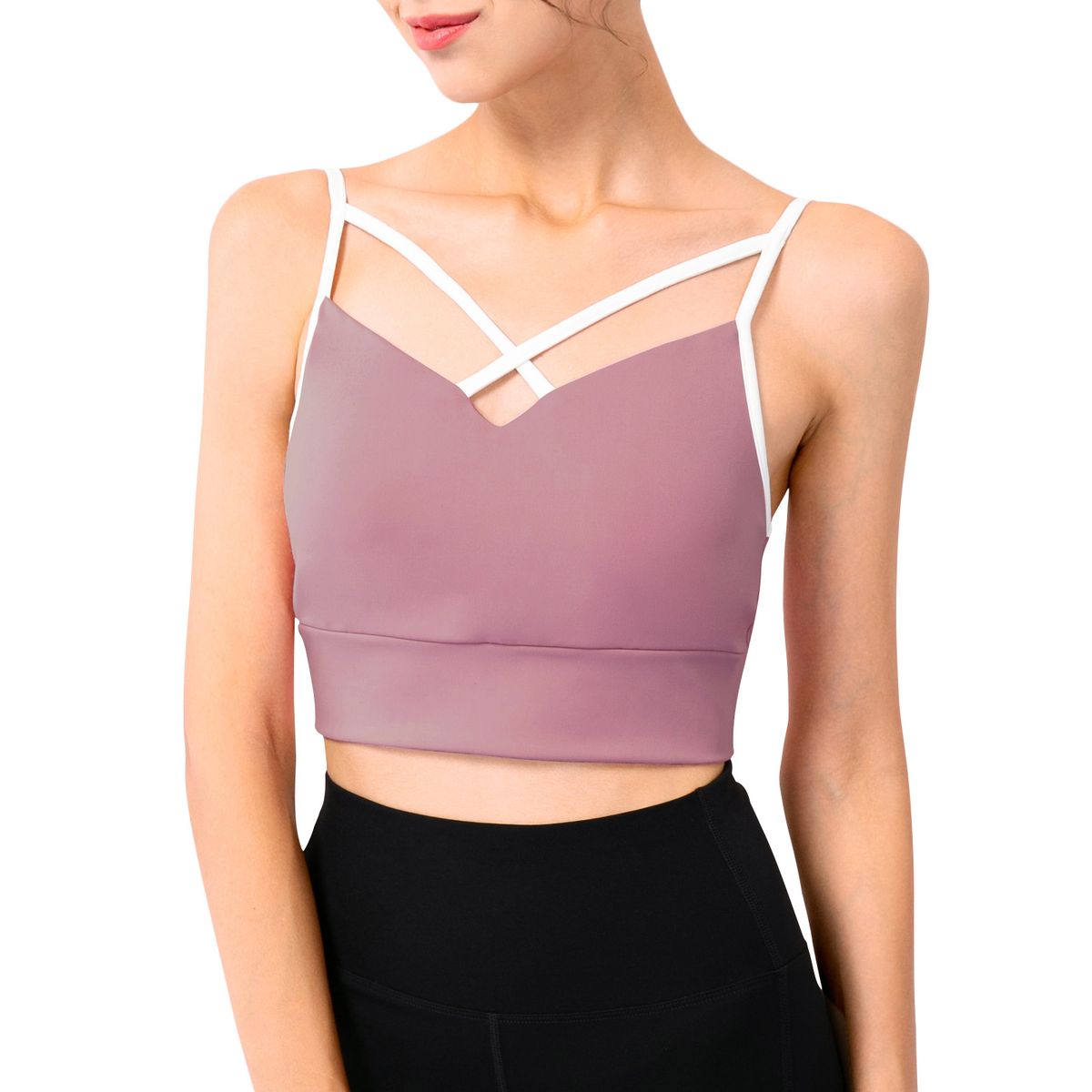 Women Sports Bra Spaghetti Criss-cross Straps Removable