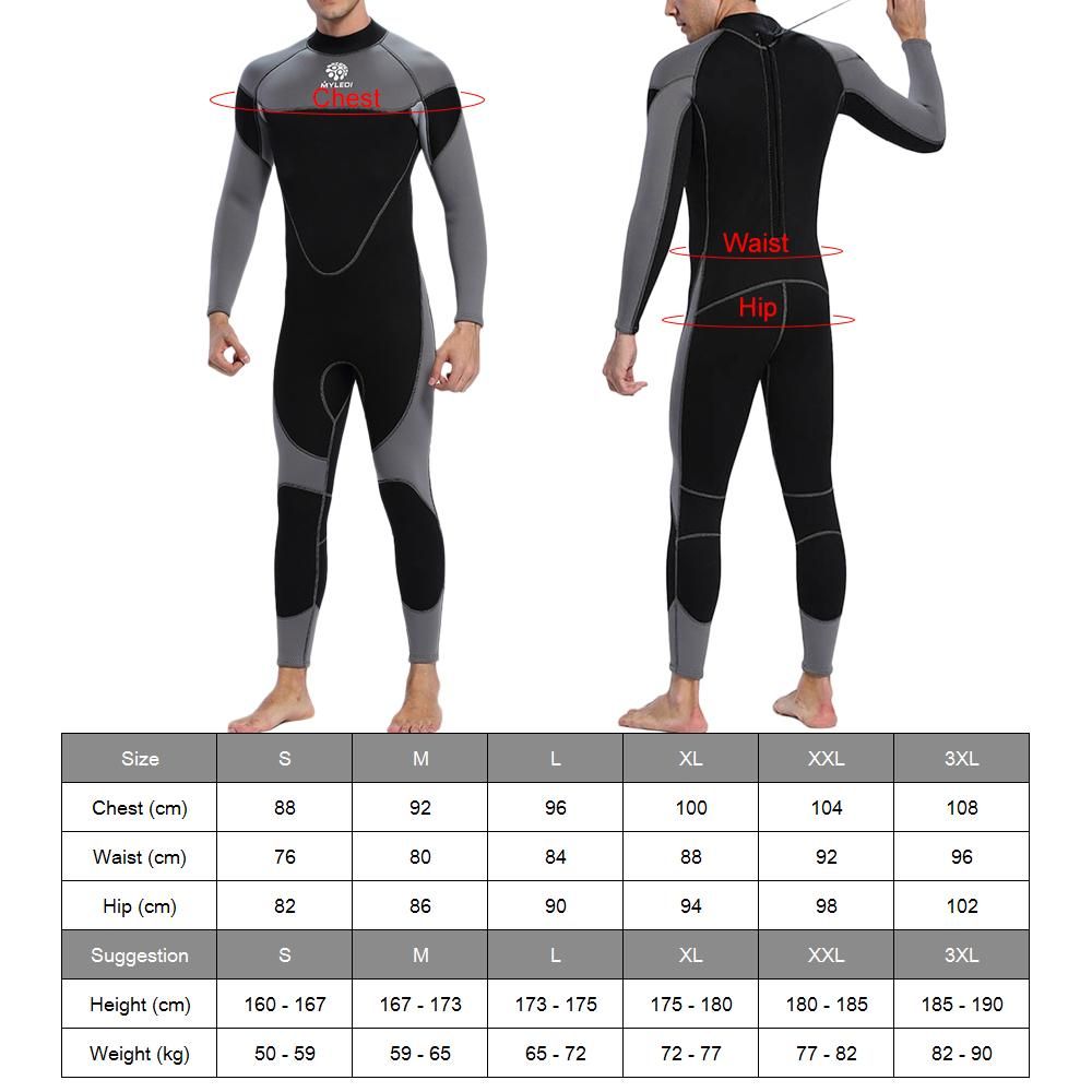 Men 3mm Neoprene Wetsuit Surfing Swimming Diving Suit Wet Suit
