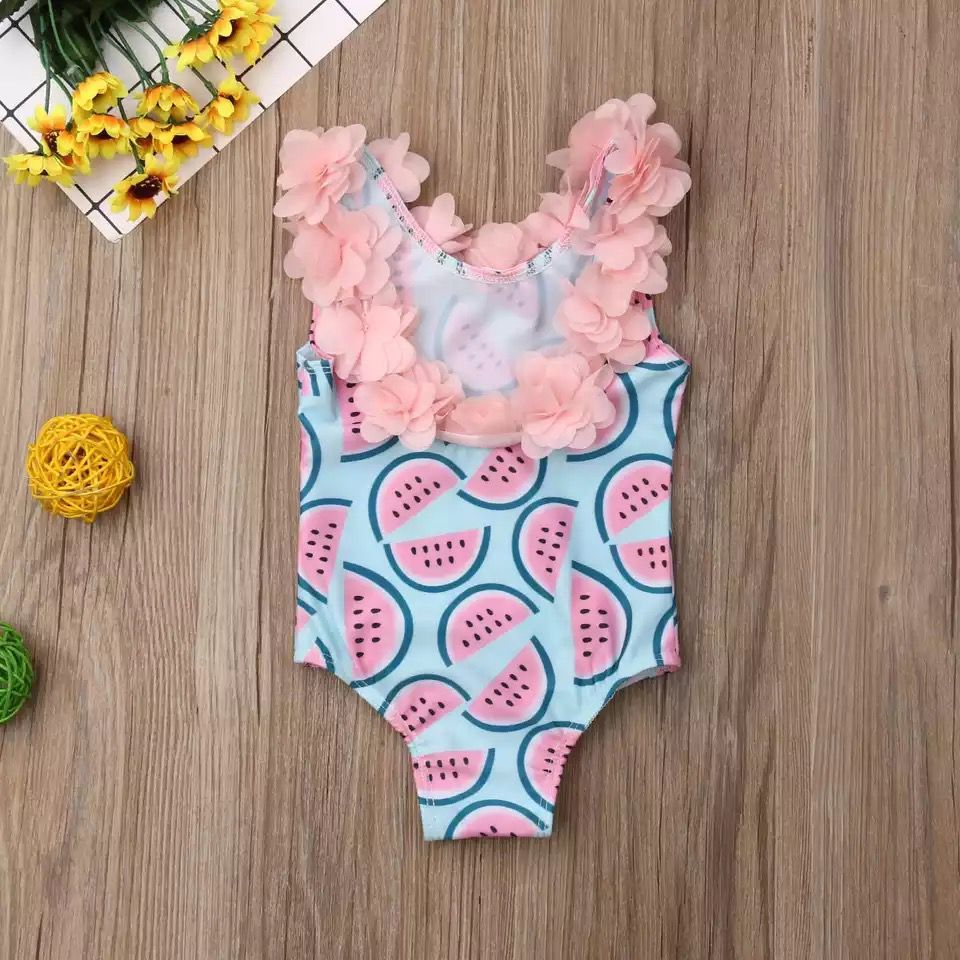 Water Melon Print One Piece Swimsuit For Girls (1year)