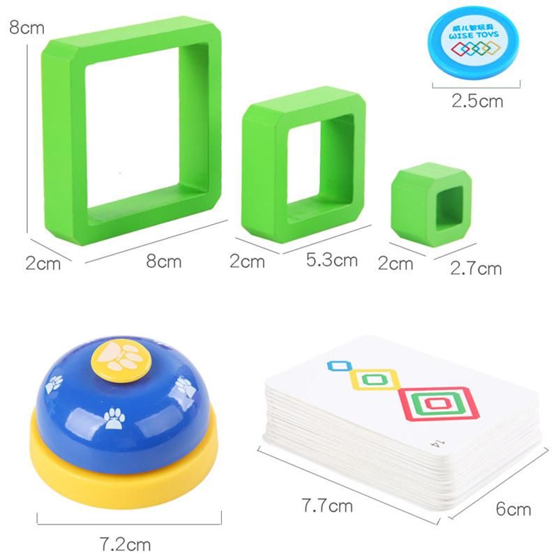 Children Wooden Colored Frame Stacking Building Blocks Toys