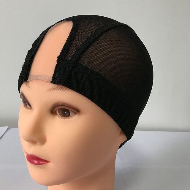 1pc Black U Part Wig Cap With Swiss Lace Net For Making Wig