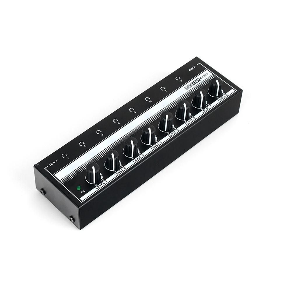HA800 Ultra- 8 Channel Headphone Audio Stereo Amp Microamp Amplifier for Music Mixer Recording US Plug