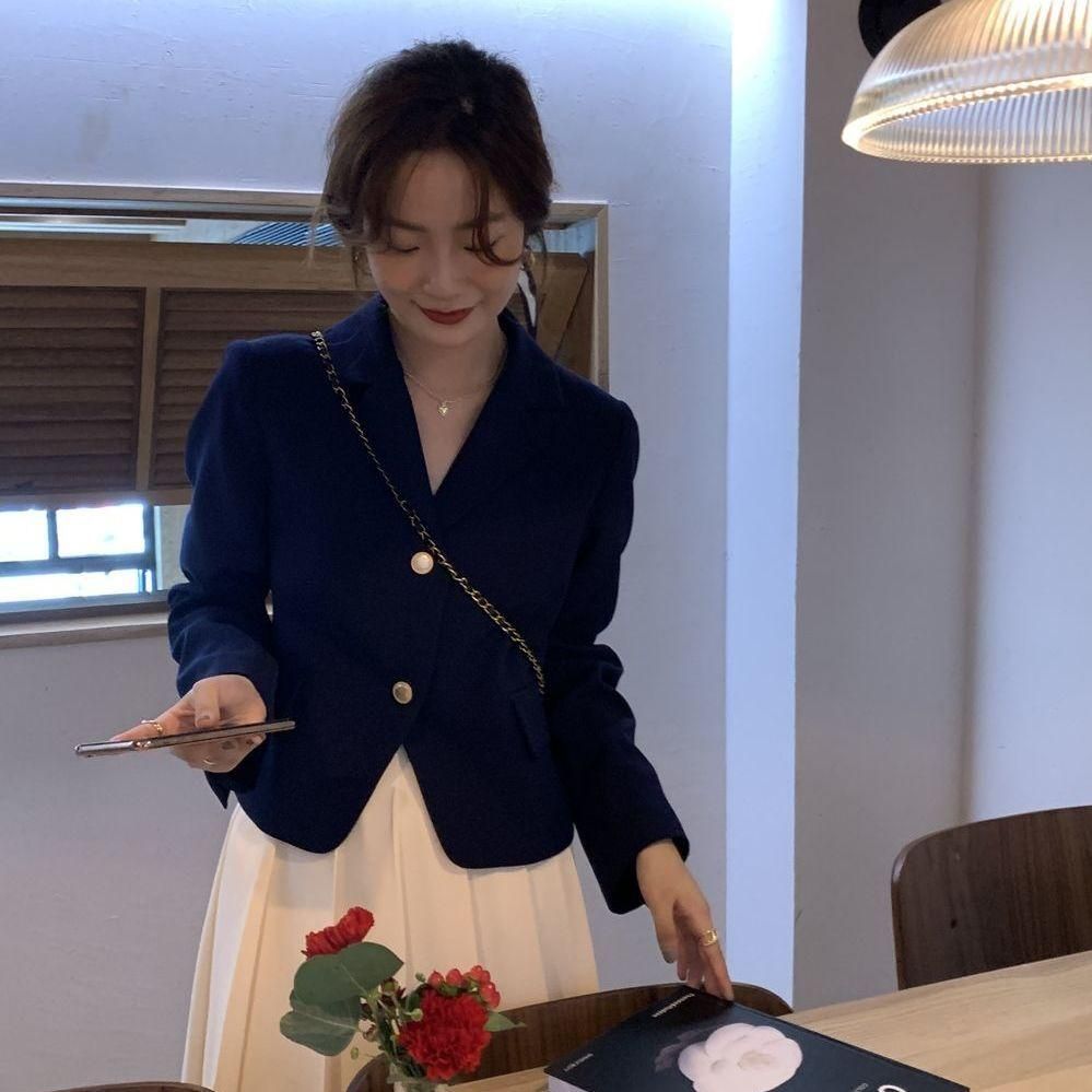 Short Suit Coat for Women 2021 New Spring and Autumn Korean Style Western Style All-Matching British Style Short Man Small Tailored Suit Top