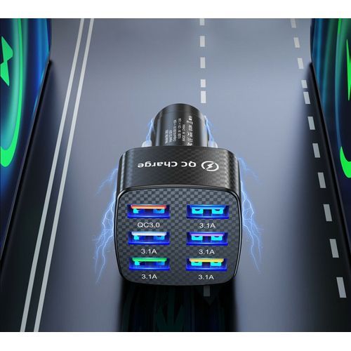 Portable Fast Car Charger 6 USB Ports 15A For All Phones
