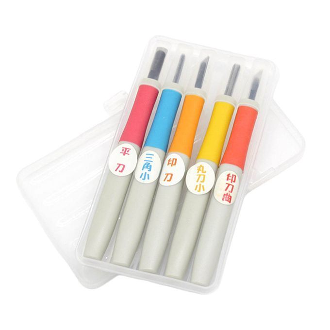 5PCS Precision Rubber Stamp Printing Carving  Kit Chiseling