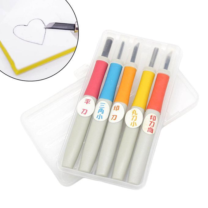 5PCS Precision Rubber Stamp Printing Carving  Kit Chiseling