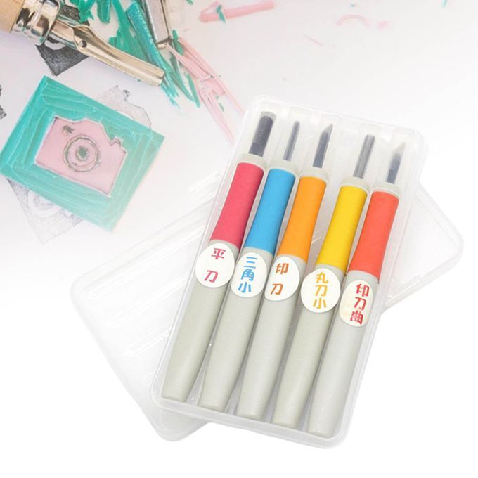 5PCS Precision Rubber Stamp Printing Carving  Kit Chiseling