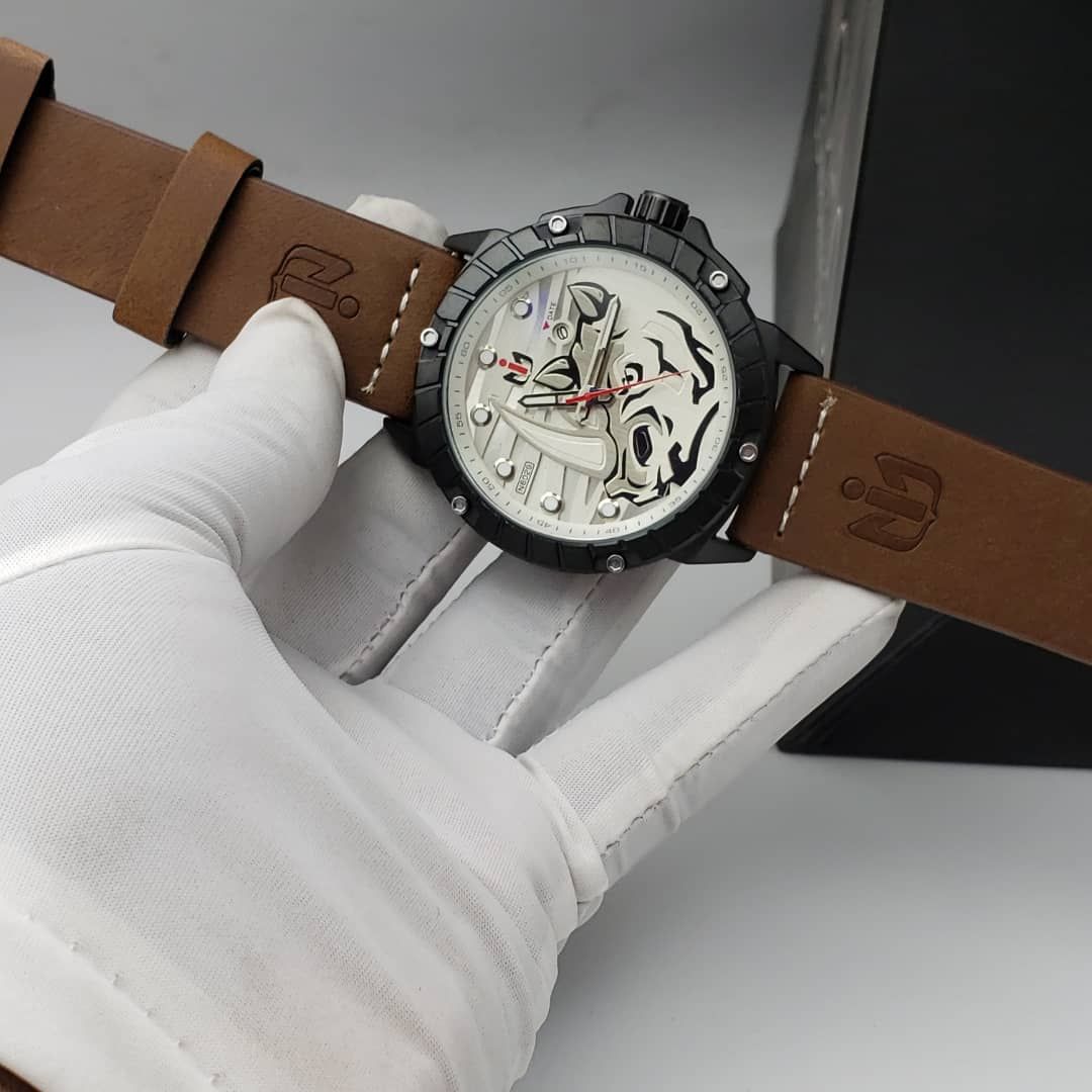 Limited Edition Executive Brown Leather Designer Wristwatch