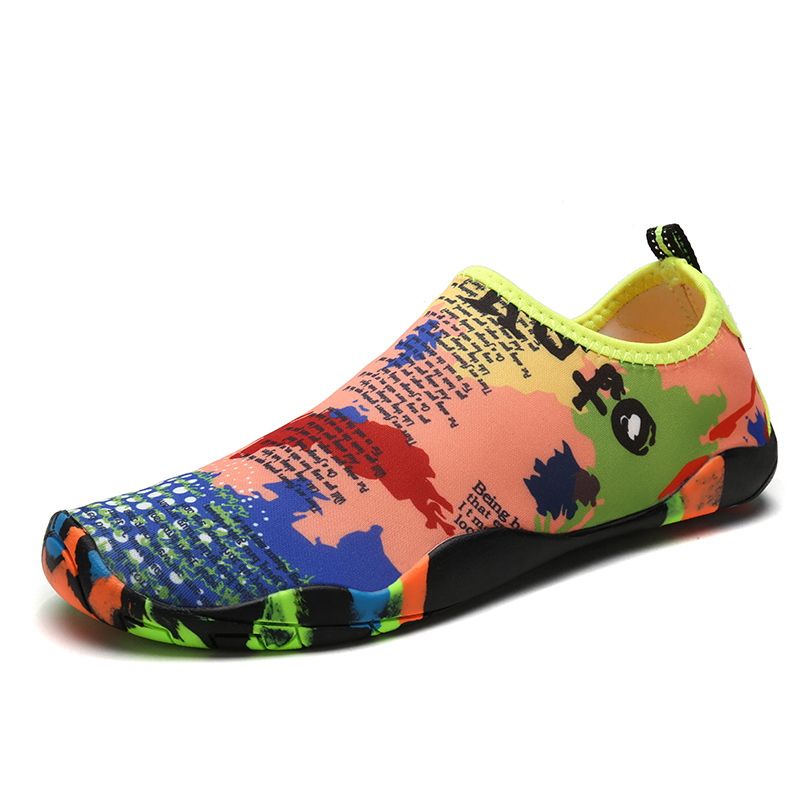 Big Size Water Shoes Beach Diving Yoga Shoes-Black White