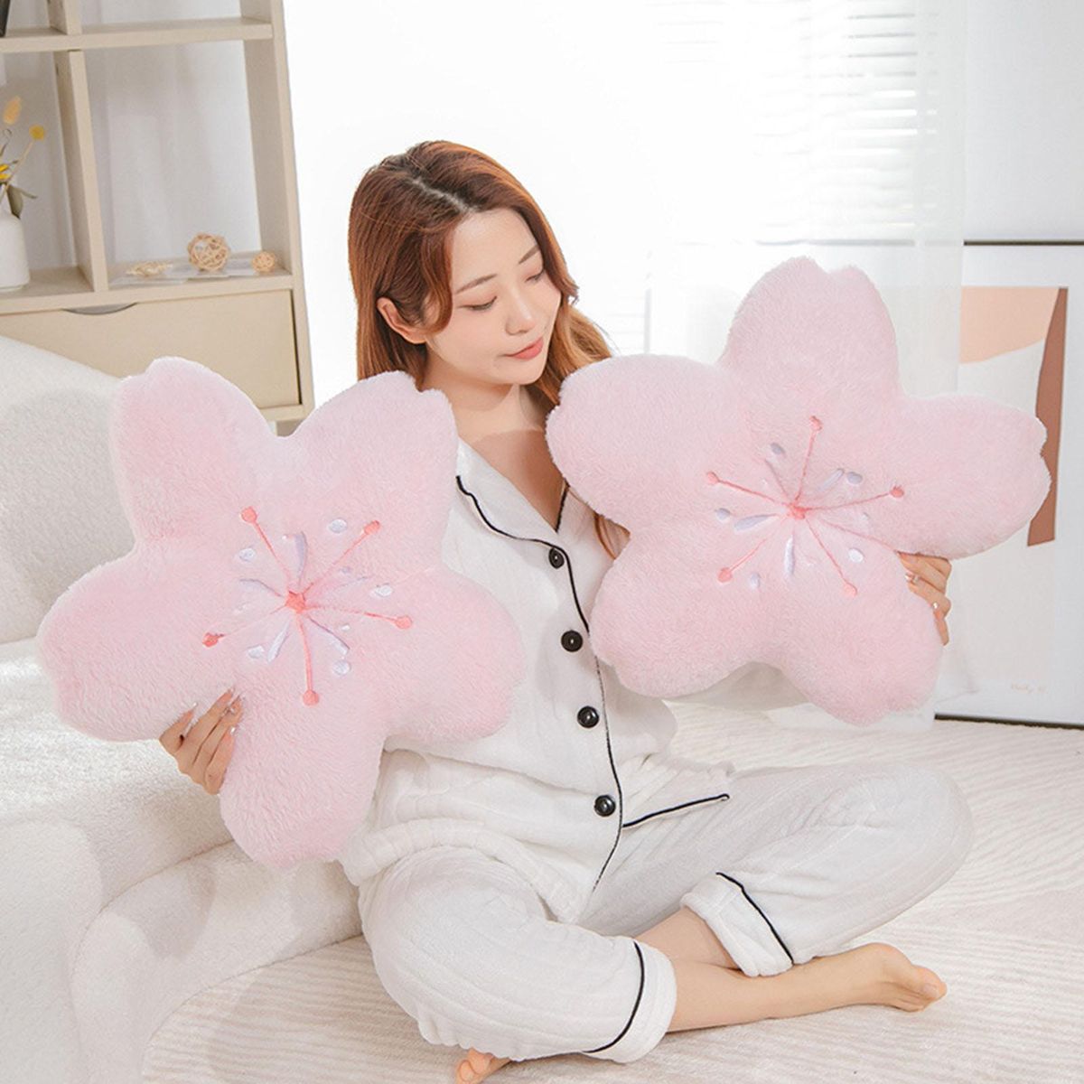 Throw Pillow Simulated Flower Seat Pillow Pink