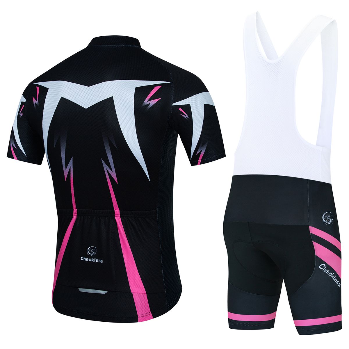 Pink Summer Short Sleeve Cycling Jersey Quick Dry Road Bike Suit