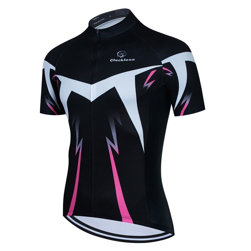 Pink Summer Short Sleeve Cycling Jersey Quick Dry Road Bike Suit