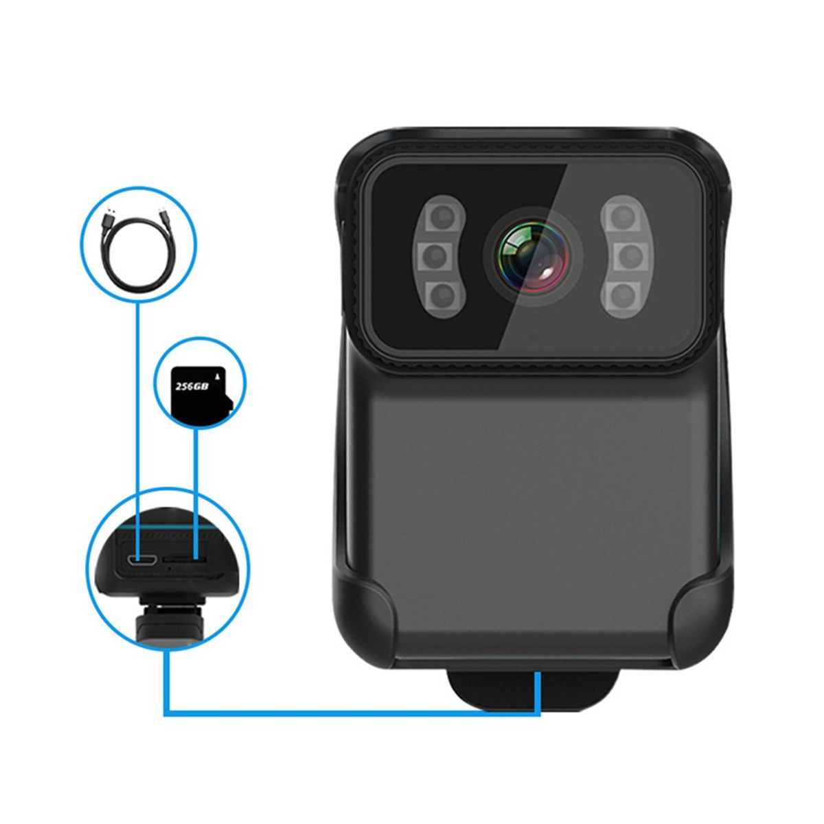 1080P 200MT Camera Waterproof Multi-Functional Back Clip