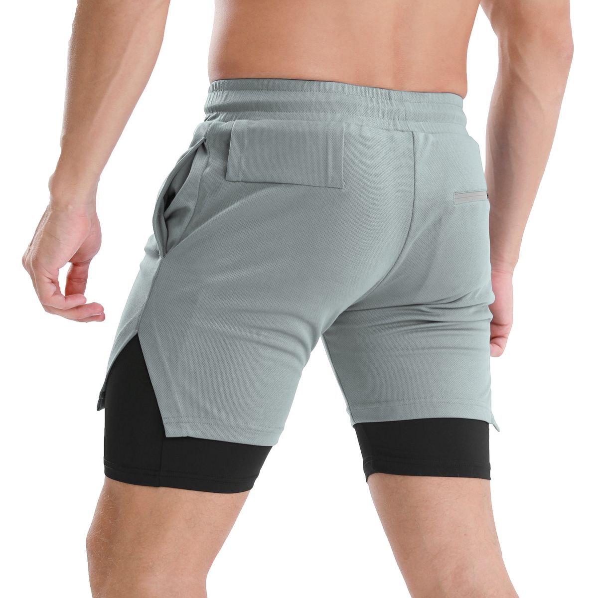 2-in-1 Men Running Shorts With Towel Loop Quick Dry