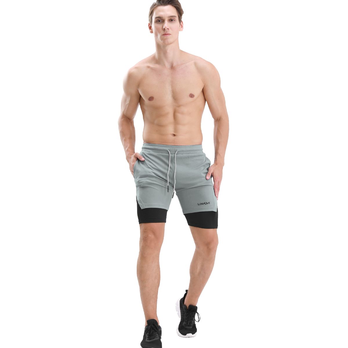 2-in-1 Men Running Shorts With Towel Loop Quick Dry