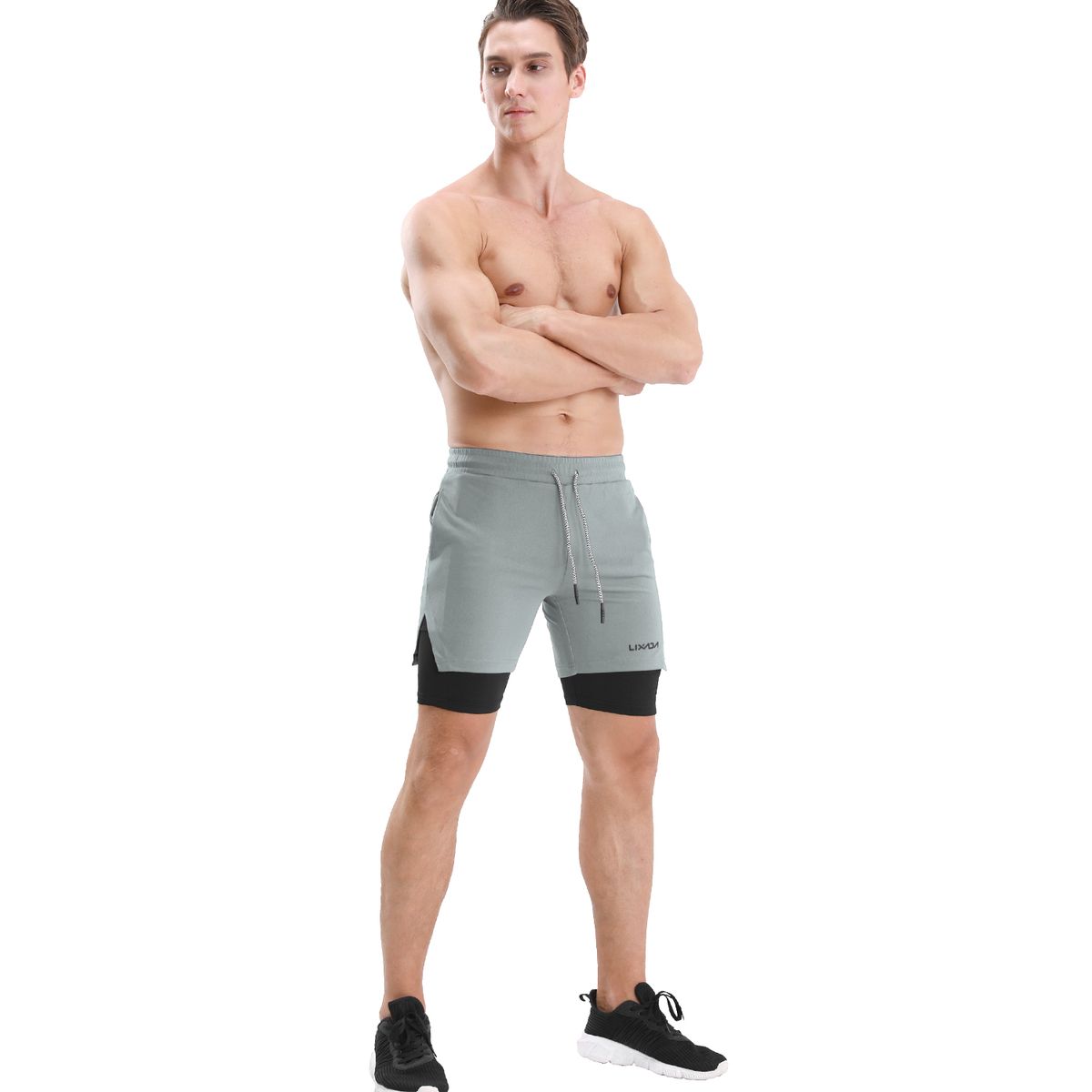 2-in-1 Men Running Shorts With Towel Loop Quick Dry