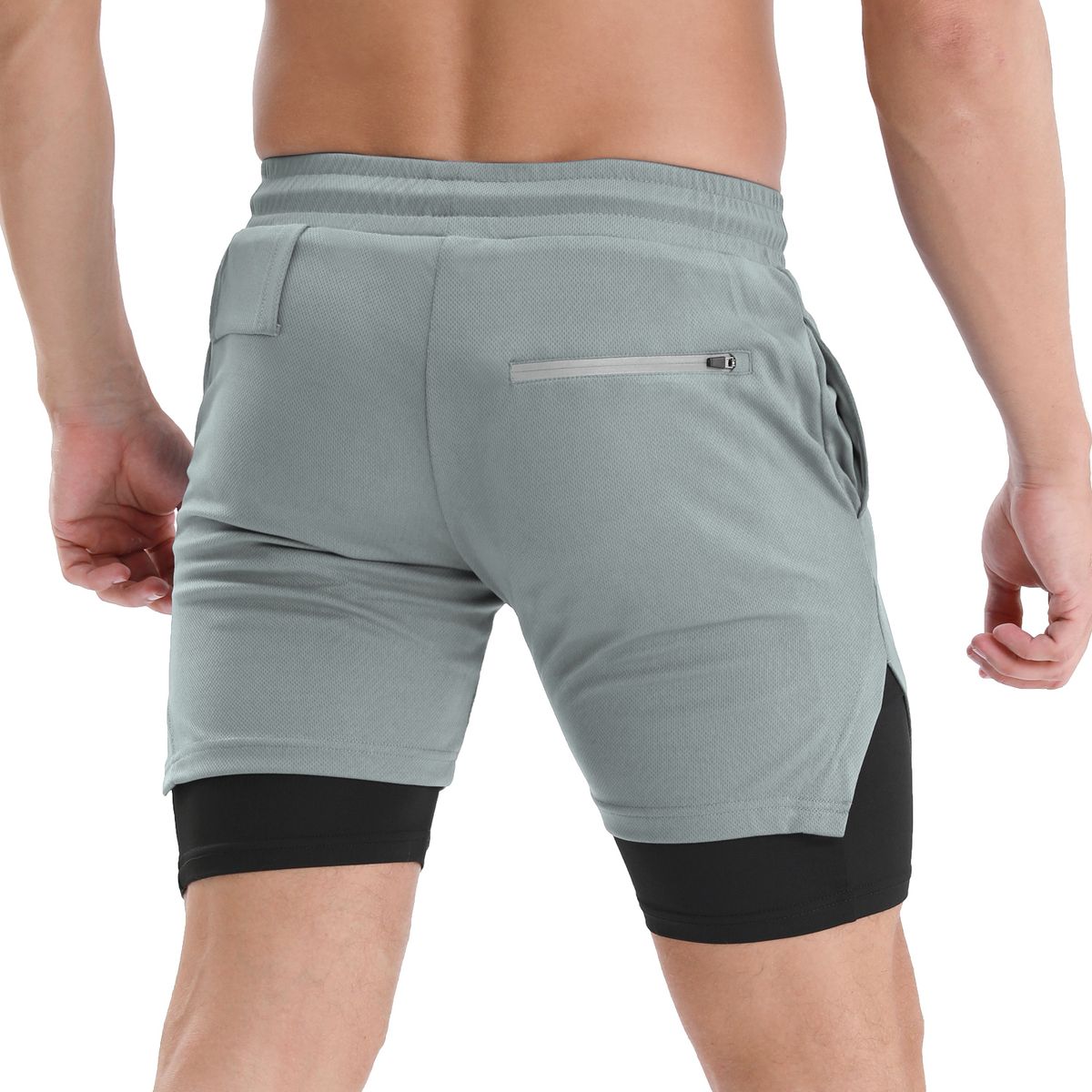 2-in-1 Men Running Shorts With Towel Loop Quick Dry