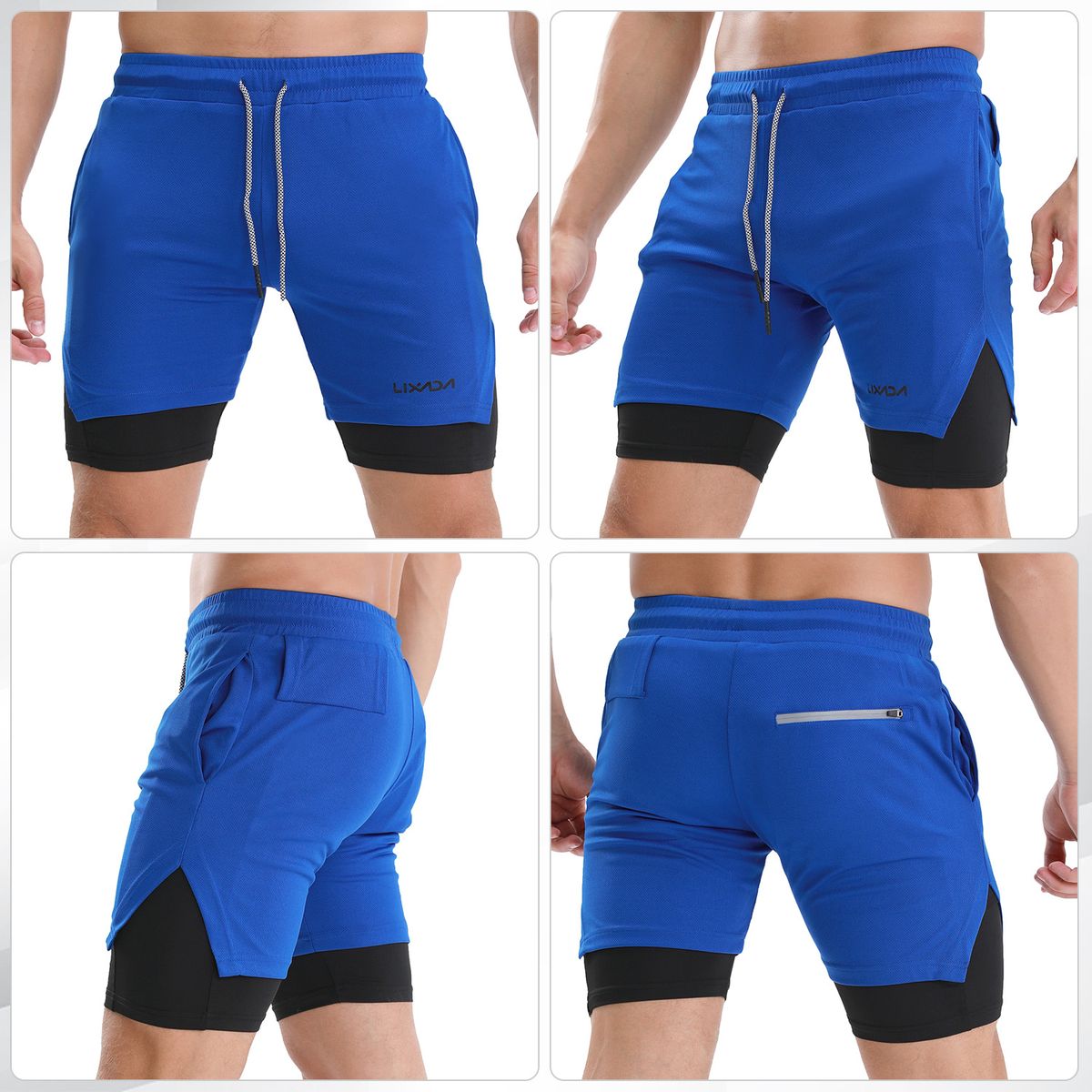 2-in-1 Men Running Shorts With Towel Loop Quick Dry