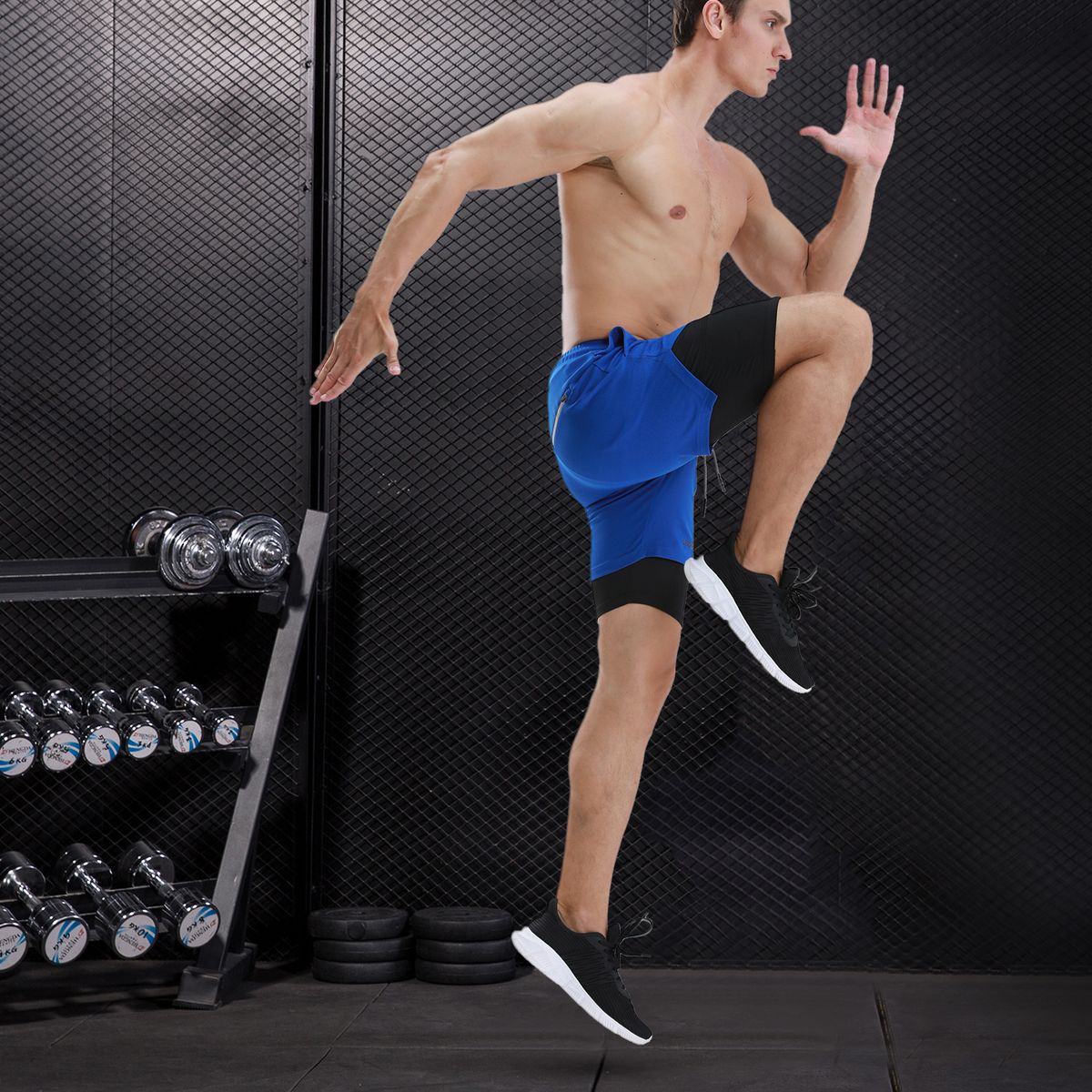 2-in-1 Men Running Shorts With Towel Loop Quick Dry