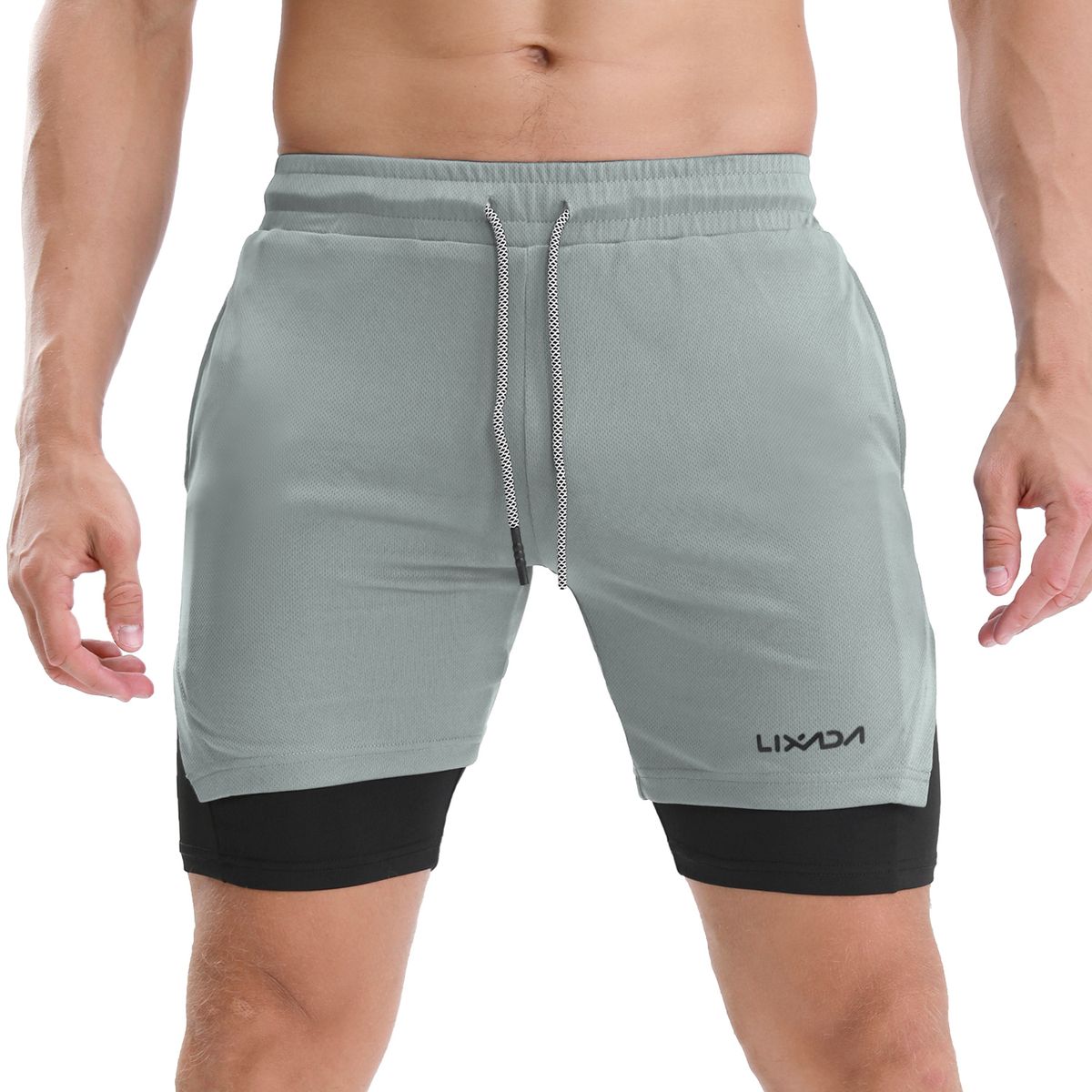 2-in-1 Men Running Shorts With Towel Loop Quick Dry