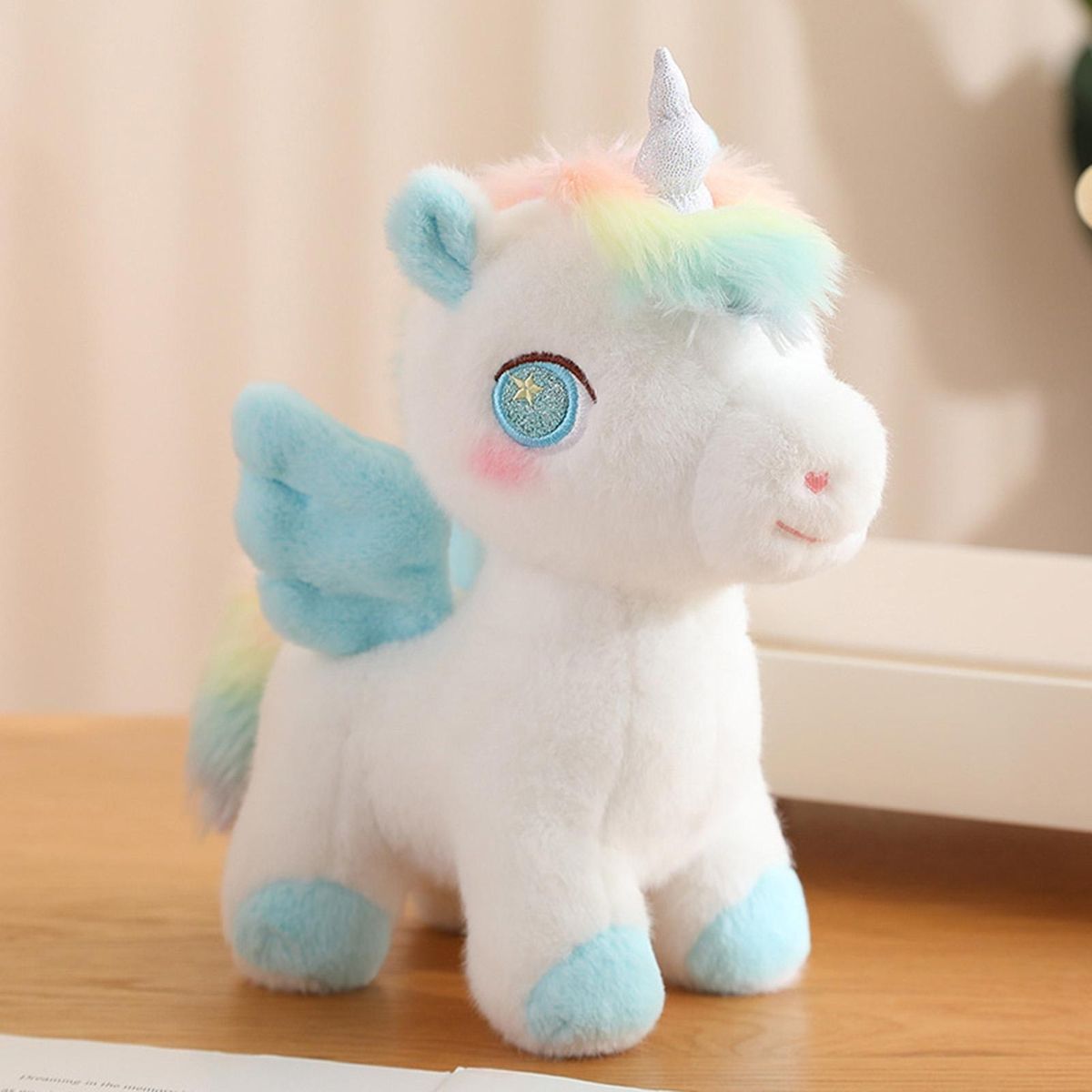 Pegasus Pillow Stuffed Pegasus Plush Toy Soft Sofa Pillow Decoration Blue