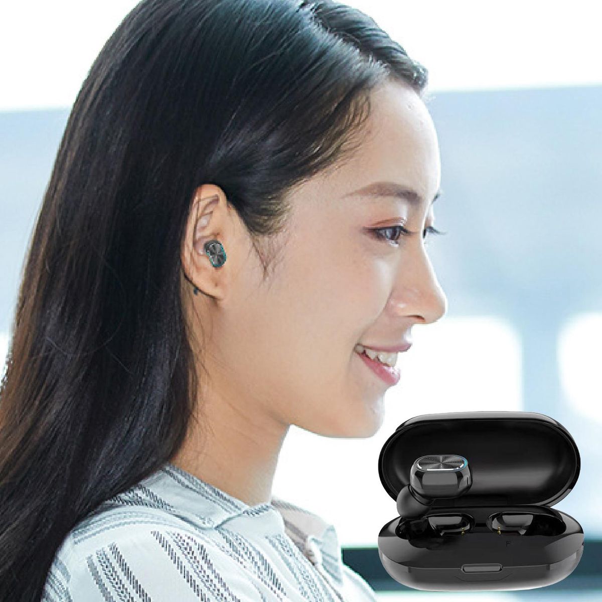 Bluetooth 5.1 Mini In-ear Wireless Earphones For Phone-White